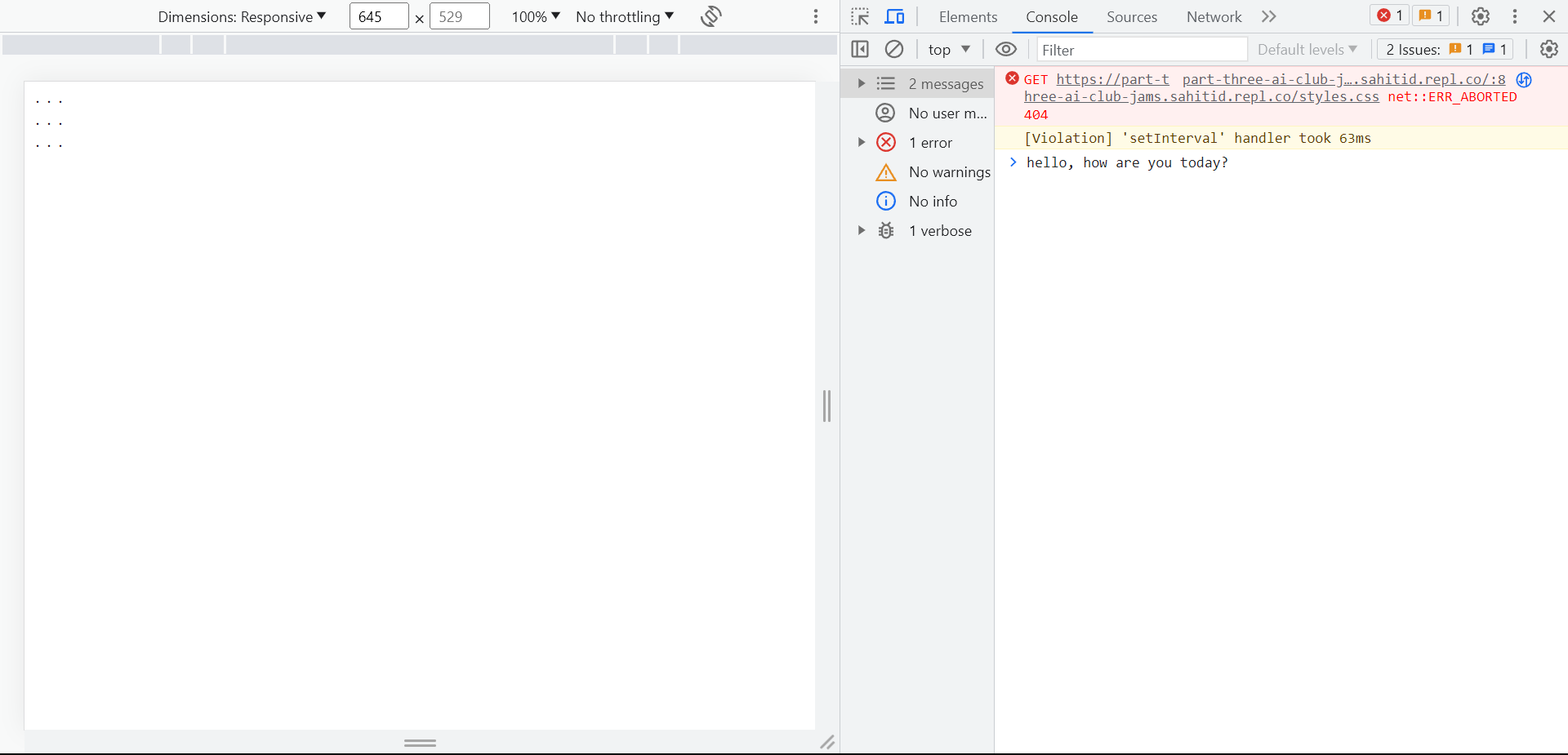 console.log of speech